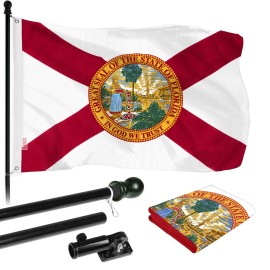 UD_G128 - 6 Feet Tangle Free Spinning Flagpole (Black) Florida Brass Grommets Printed 3x5 ft (Flag Included) Aluminum Flag Pole