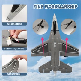 jaming RC Plane 3 Channel Remote Control Airplane for Adults，F16 RC Fighter with 6-Axis Gyro，2.4GHz Controlled Hobby Glider Jet Aircraft for Beginners，Adults & Kids Gift
