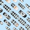 Houndstooth French Tip Press on Nails Long Length Flower False