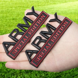 YQCQWL 2Pack Army Special Edition Car Emblem with 4 Adhesives, 3D Badge Decal for Trucks, Metal Stickers Replacement Compatible with Universal Vehicle, Army Veteran Gifts for Men (Black & Red)