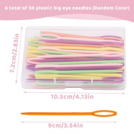 LUNARM 50PCS Plastic Sewing Needles, Large Eye Plastic Yarn Needles for Kids, 7cm/2.76inch Plastic Needles for Yarn and Craft Plastic Embroidery Needle for DIY Sewing Handmade Crafts