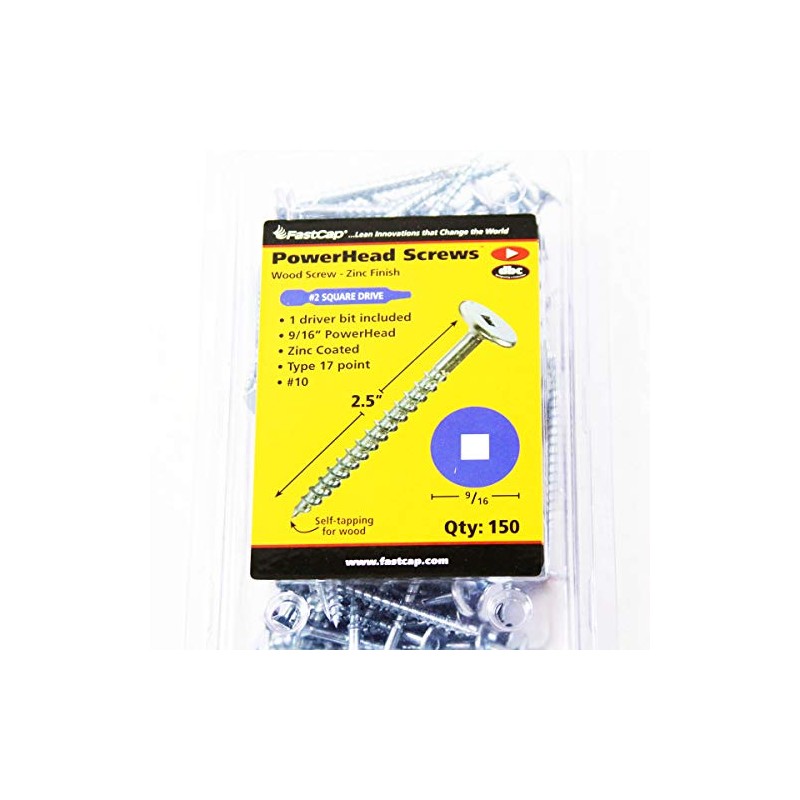 FastCap PowerHead Screws - 2.5-Inch Self-Tapping Oversized Flat Head Wood