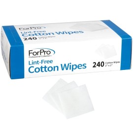 ForPro 240 Count Lint Free Cotton Wipes 100 Cotton Cosmetic Pads 2x2 Inch