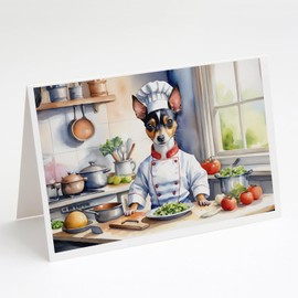 Caroline's Treasures Rat Terrier The Chef Greeting Cards Pack of 8 Blank Cards with Envelopes Whimsical A7 Size 5x7 Blank Note Cards