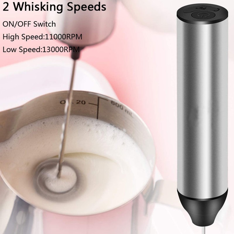 Handheld Milk Frother Lightweight Stainless Steel ABS Electric Whisk with