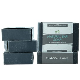 WIC Family Naturals Natural Soap Bars (5 Bars) - 130g/4.5oz Each Natural Hand Soap And Shower Body Bar (Charcoal & Mint)