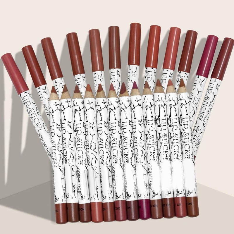 12 Piezas de Delineador de Labios Mate, Juego de Lápiz