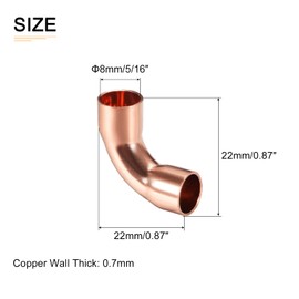DTGN 5/16 Inch(Inner Diameter) 90 Degree Copper Pipe Fitting - 2Pack - Good for Water Pipe System - Copper Elbow Adapter - Copper Tone
