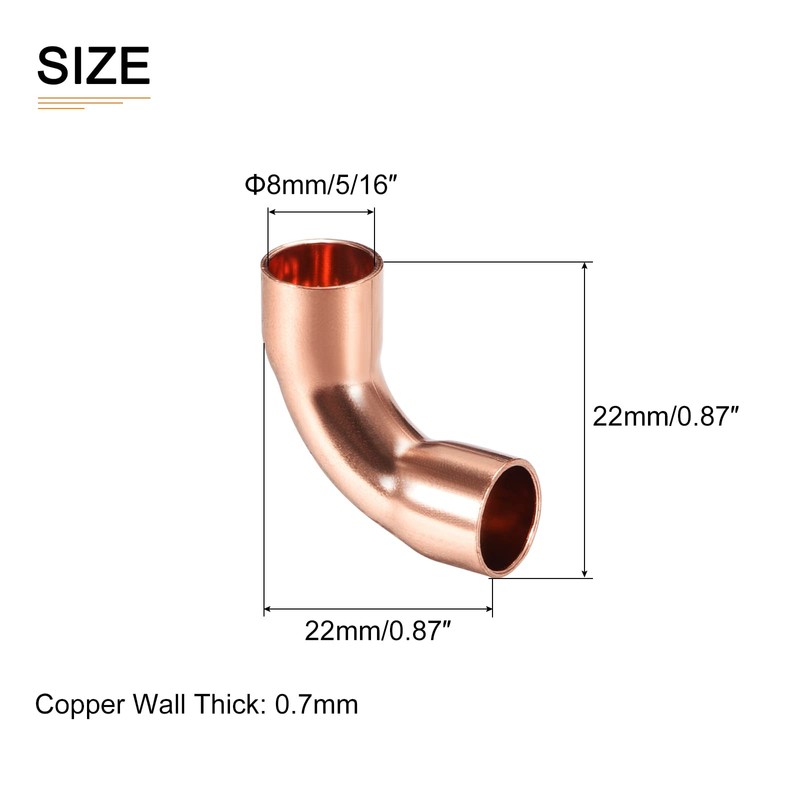 DTGN 5/16 Inch(Inner Diameter) 90 Degree Copper Pipe Fitting -