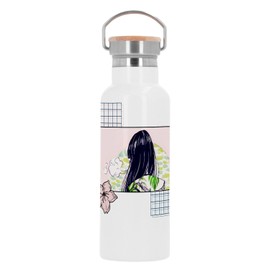 Lo-fi Girl Japan Thermosflasche aus Edelstahl, abstrakte Illustration, japanisches Design, Anime, 500 ml
