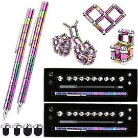 AplysiaTech 2PC Color Magnetic Fidget Pen, Decompression Magnetic Metal Pen, Multifunctional Deformable Magnet, Best Gift for Friends