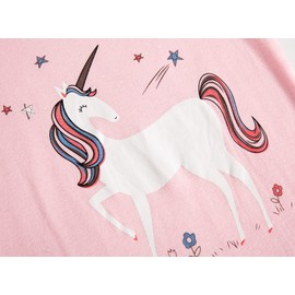 Colobe Girls' Pyjamas Short Unicorn Short Pyjamas Cotton Two Piece Summer Pyjamas Set Kids Sleepwear Size 1-12 Years, 01 Unicorn
