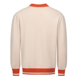 OXKNIT Men's Retro Knitted Cardigan Sweater, 1960s Mod Style Long Sleeve Vintage Casual Tops Beige Orange