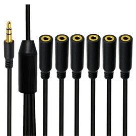 AWADUO 1 to 6 Jack Audio Splitter Cable, DC 3.5mm TRS Male to 6 DC 3.5mm Female Stereo Extension Adapter Cables 1/8" to 1/8" Cable for Cellphone, Guitar, Mp3, Earphones, Speakers(0.5M/1.7FT)
