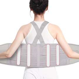 HEINALOUS Rib Supporter, Chest Support, Sternum Support, Men and Women, Rib Belt, Breathable, Built-in Fiber Strip, Size M (Fiber Strip - Gray, M)