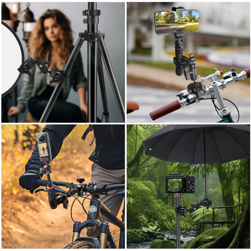 JEBUTU Super Double Clamp Mount, Double Clamp, Ball Head, Magic