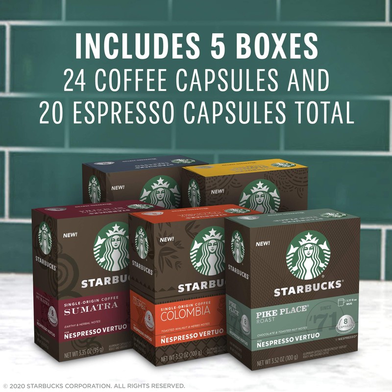 Starbucks by Nespresso Vertuo, Favorite Variety Pack Coffee & Espresso,