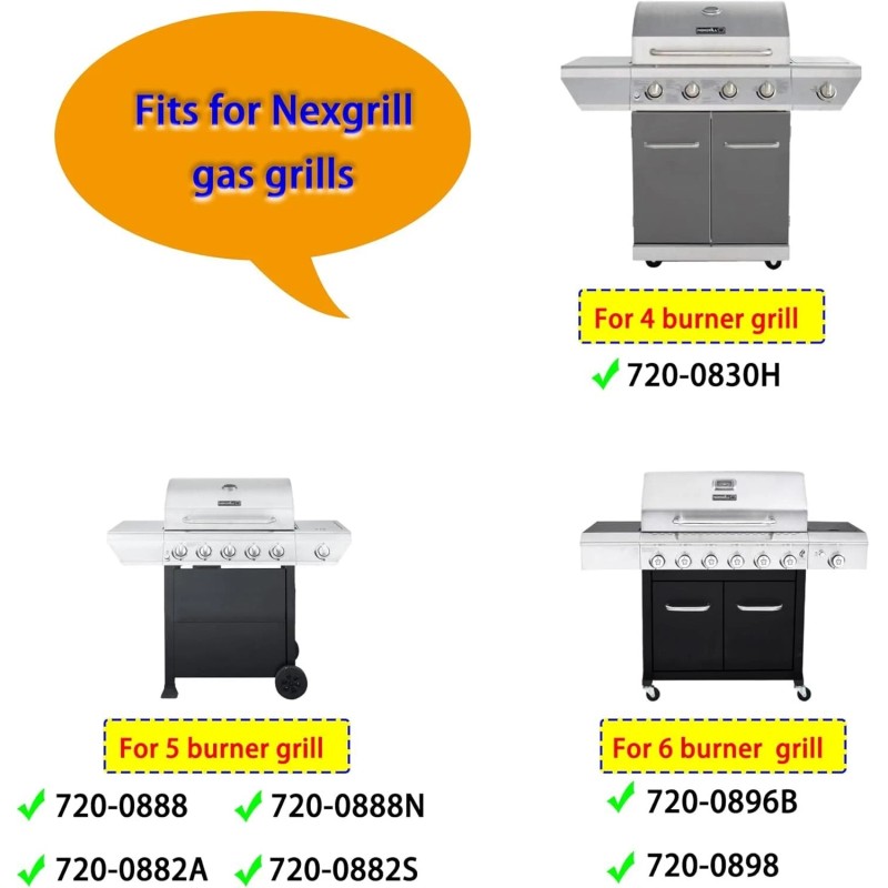 DwellWel Grill Heat Plates 6-Pack for Nexgrill 720-0830H, 720-0888, 720-0888N,