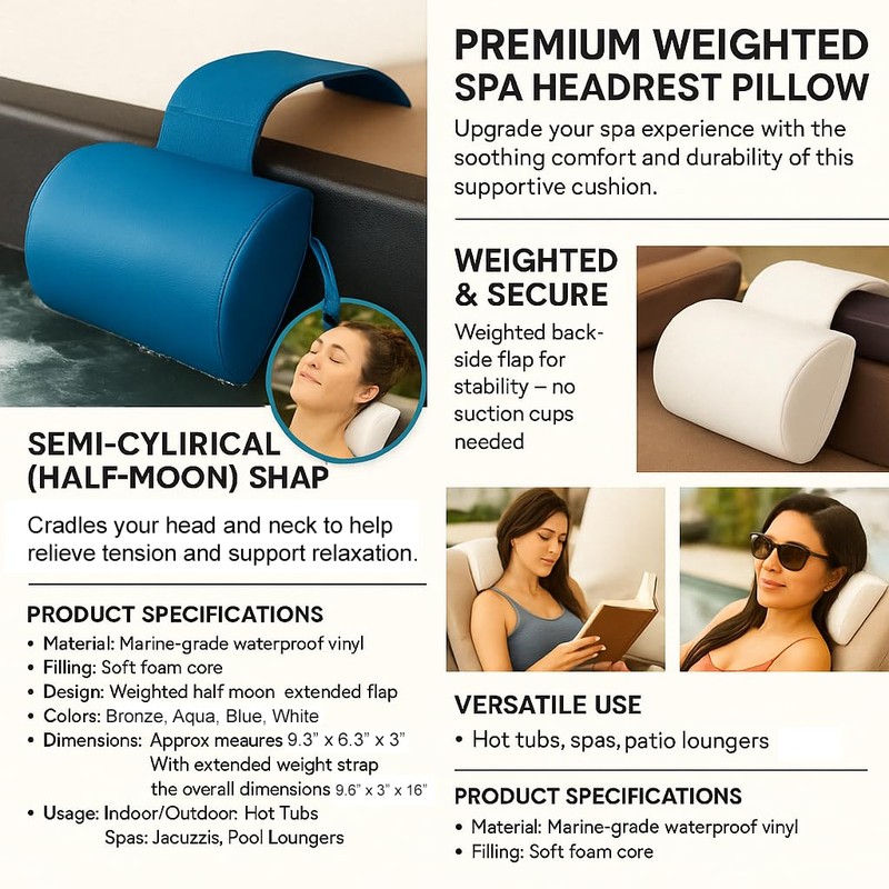 California Sun Premium Weighted Spa & Hot Tub Headrest Pillow