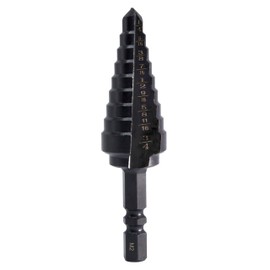 M2 HSS Quick Change 1/4" - 3/4" Step Drill Bit, Double Fluted Drill Bits, for Hole Drilling in Stainless Steel, Copper, Aluminum, Wood, Plastic, 1/4" Shank Step Bits