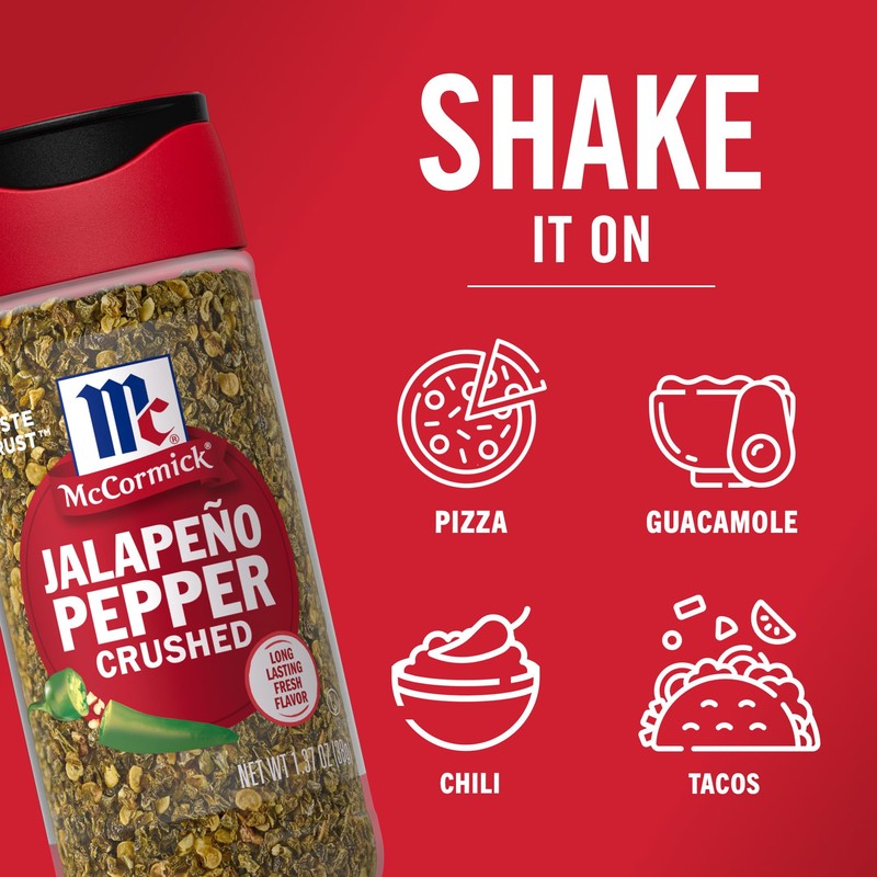 McCormick Crushed Jalapeño Pepper, 1.37 oz (Pack of 6)