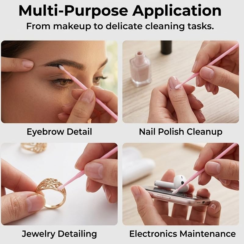 100 hisopos de algodón, hisopos desechables para maquillaje, cuidado personal