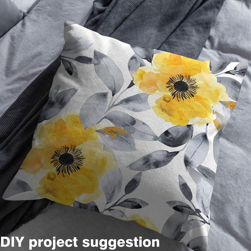 Castle Fairy Yellow Flowers Soft Polyester No Stretch Fabric,100% Polyester,Vintage