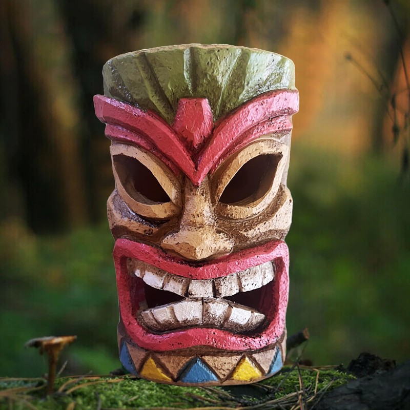 qzzwbbtc Tiki Head Solar Statue Light for Garden Decor and