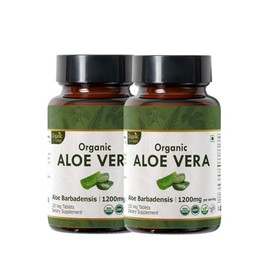 ORGANIC SPREE Aloe Vera 240 Tablets | Aloe Barbadensis (Aloe Vera) | 2400mg per Serving | Organic and Natural | Vegan and USDA Certified 120tab - Pack of 2