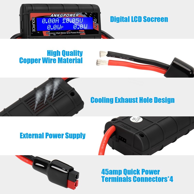 ANKG 150A Watt Meter Power Analyzer, High Precision RC with