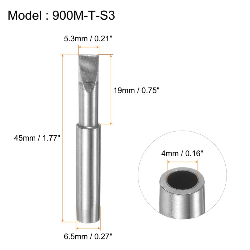 HARFINGTON Soldering Iron Tips 900M-T-S3 Flat Edge 5.3mm Chisel Width