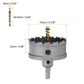 sourcing map Carbide Hole Saw Kit 73mm (2-7/8") Metal Hole Cutter Set with 5pcs Center Drill Bits Springs 1pcs Wrench for Stainless Steel Copper Iron Aluminum