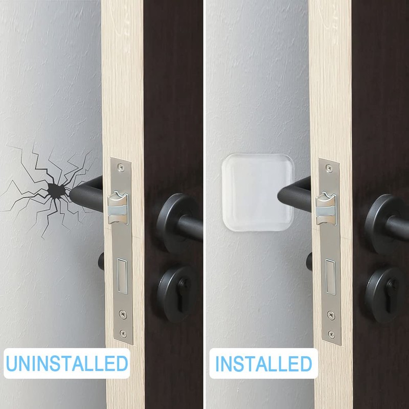 Transparent Square Door Stopper Wall Protector Set - 6-Piece Soft