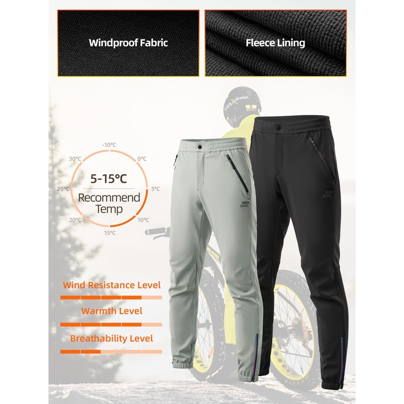 ROCKBROS Winter Cycling Pants for Men Cold Weather Bike Pants