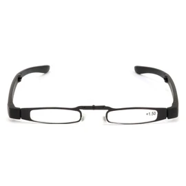 [Yellowrock] イェローロック 超便利メタル フレーム折りたたみ老眼鏡 おしゃれリーディンググラス 専用ポーチ付き yr2080 (+3.5, ブラック)