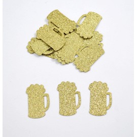Gold Glitter Paper Beer Mug Confetti - 50 Pieces