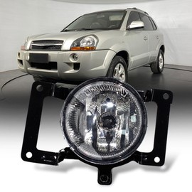 CHELANGHU Halogen Type Fog Lamp Light Assembly Fog Light For Hyundai Tucson 2005 2006 2007 2008 2009 2010 2011 2012, With Bulb, Black & Clear, 92201-2E000