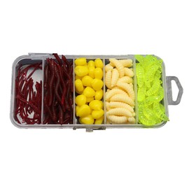 FOLANDO 161PCS Bass Fishing Lure Kit, Worm Fishing Bait Earthworm Corn Fishing Lures Carp Fishing Baits for Freshwater Saltwater