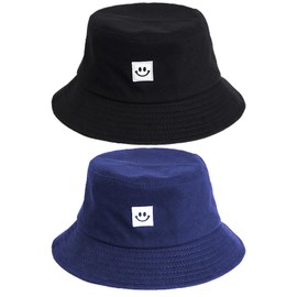 DKDDSSS 2 Pcs Bucket hat, Sun Hats, Kids Bucket Hat, Toddler Sun Hat, Unisex Kids Summer Bucket Hat, Kids Sun Hat, Boys Bucket Hat, Girls Sun Hat, Kids Smile Face Sun Hat, Boys Girls Summer Bucket Hat