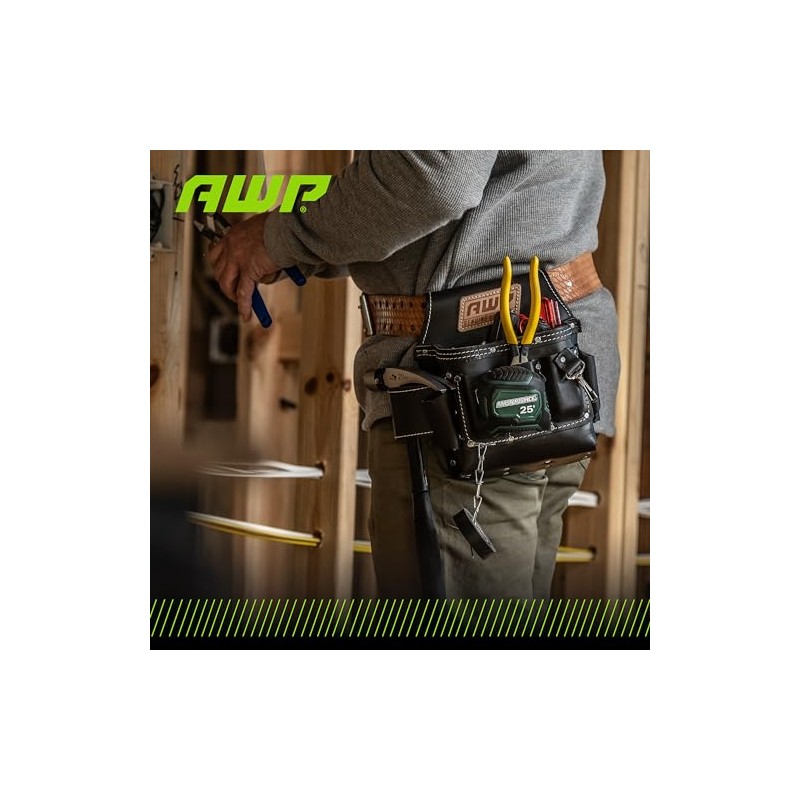 AWP Genuine Leather Premium Tool Pouch Multi-Pocket Organizer for Electricians,