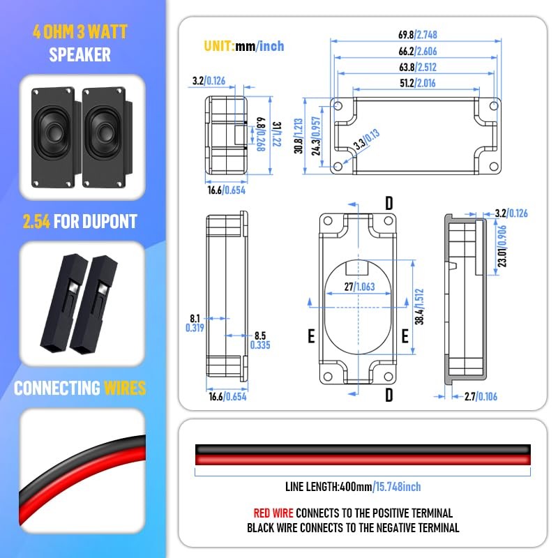 CQRobot Speaker 3 Watt 4 Ohm Compatible with Arduino Motherboard,