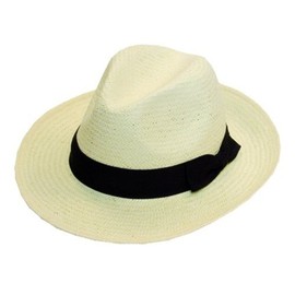 Quality White Straw Panama Hat with Black Band. (one Size fits All)