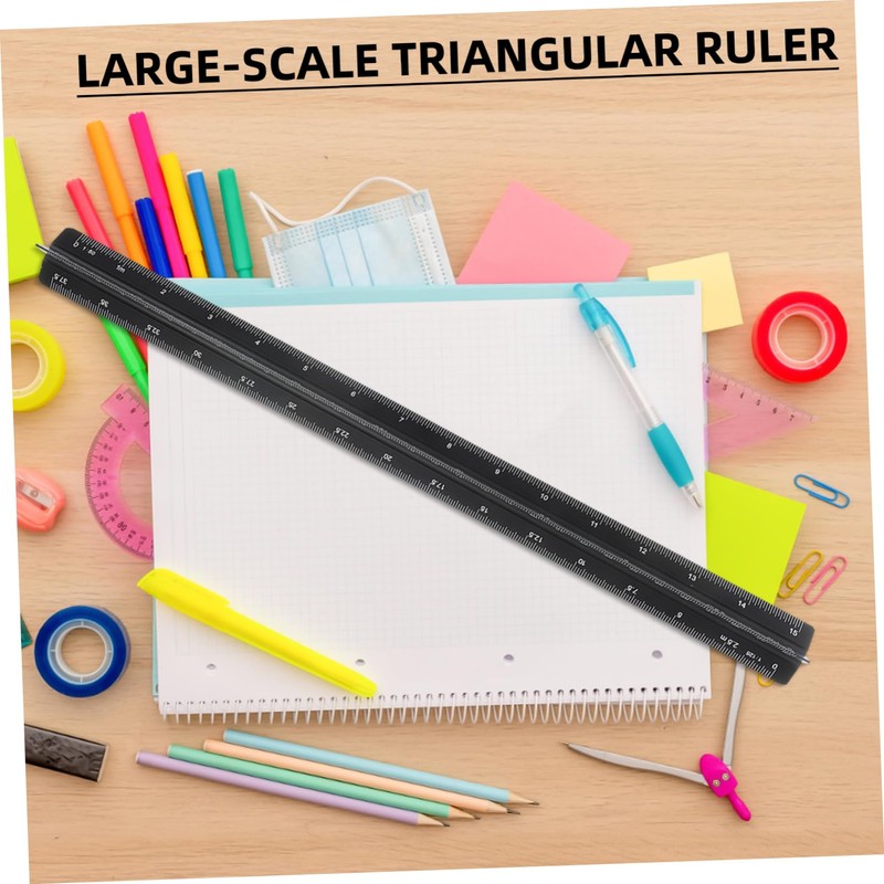Operitacx Triangular Metal Ruler, Technical Scale, Metal Ruler, Engineering Ruler,