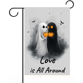 iWeeta Funny Cute Ghost Garden Flag of Love is All Around, 12x18 Inches for Yard Outdoor Decor