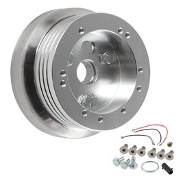 Htostar Racing 5 & 6 Hole Billet Steering Wheel Hub Adapter Car Polished Short Hub Connector Car Accessories Silver