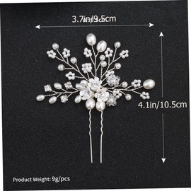 Baluue 1pc Shaped Bride Hair Pin Pearl and Rhinestone Accents Elegant Headdress for Weddings Engagements and Special Occasions Silver Tone Decoration