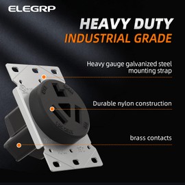 ELEGRP 30 Amps 3 Prong Dryer Outlet, 125/250V Flush Mounting Power Outlet, NEMA 10-30R Receptacle, Straight Blade Dryer Outlet, Non-Grounding, 3 Pole 3 Wire, UL Listed, 1 Pack