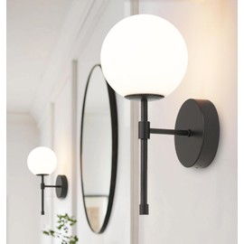 Battery Operated Globe Wall Sconces Set of 2, Brushed Gold Wireless Wall Lights with Remote Control, Rechargeable 3 Color Stepless Dimming Modern Wall Decor Lamp for Bedroom Living Room Hallway