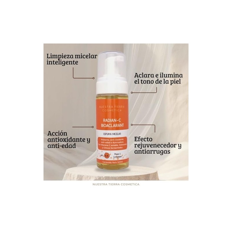 Nuestra Tierra Cosmética Radian Bioaclarant Espuma Micelar Vitamina Adenosine Limpiador