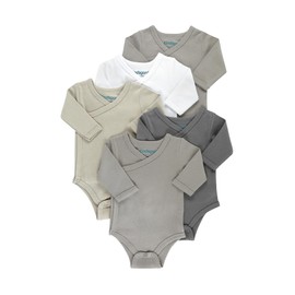 Kindsgard Baby Long-Sleeved Wrap Bodysuit Trunder - Soft and High-Quality 100% Organic Cotton, 5_grey